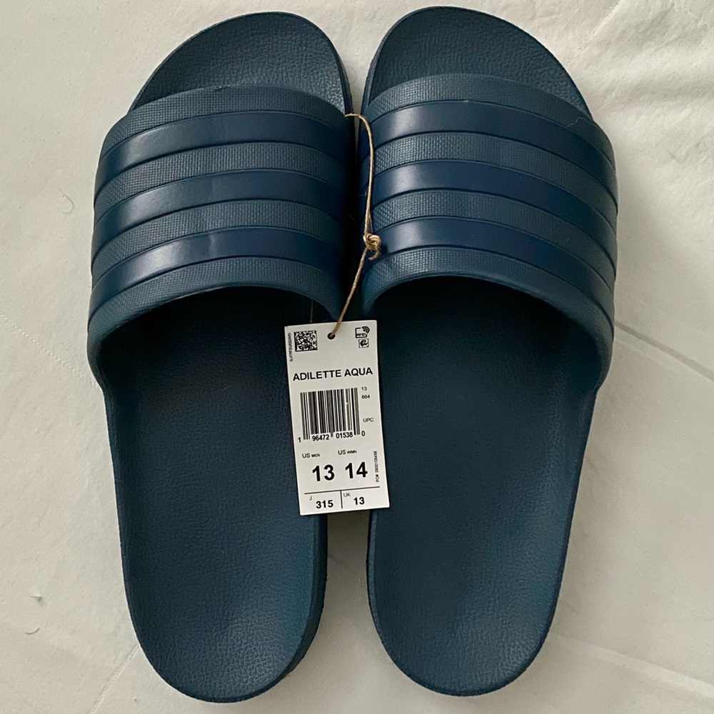 NWT Adilette Aqua Slides in Blue